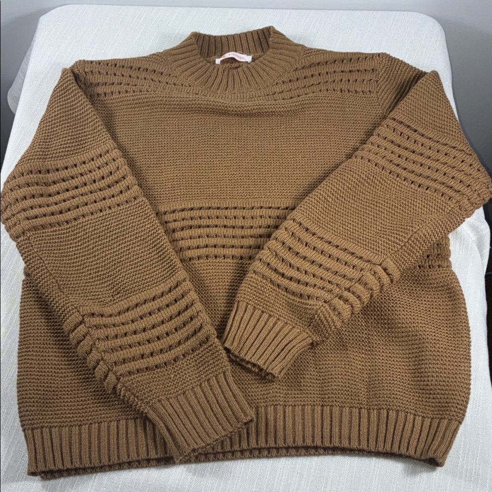 Beckett Textured Stripe Knit Size Small Sweater Camel Color EUC Worn Once